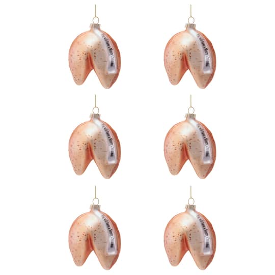 Melrose 3.75" Glass Fortune Cookie Ornaments, 6ct.